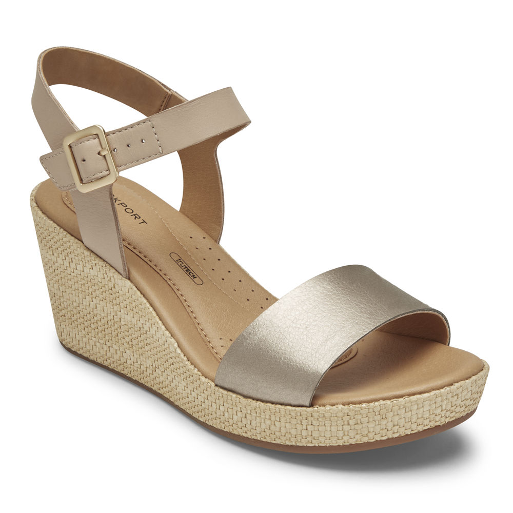 Rockport Singapore Womens Sandals - Lyla Ankle-Strap Silver - WN1703589